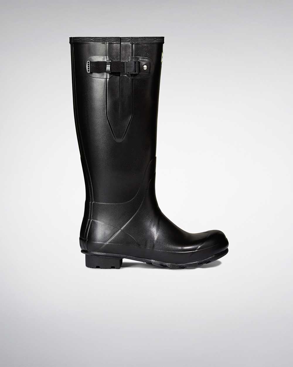 Mens Hunter Norris Field Side Adjustable Neoprene Lined Wellies Black | NGEURI-018